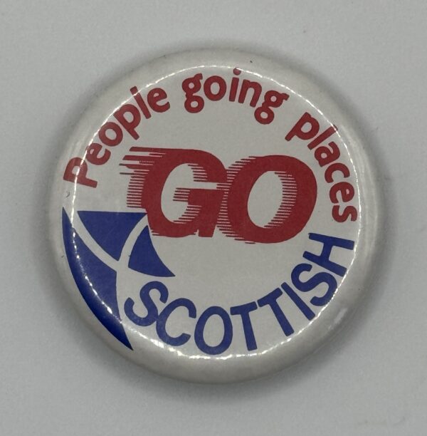 Go Scottish ‘People going place’ lapel Bus Badge