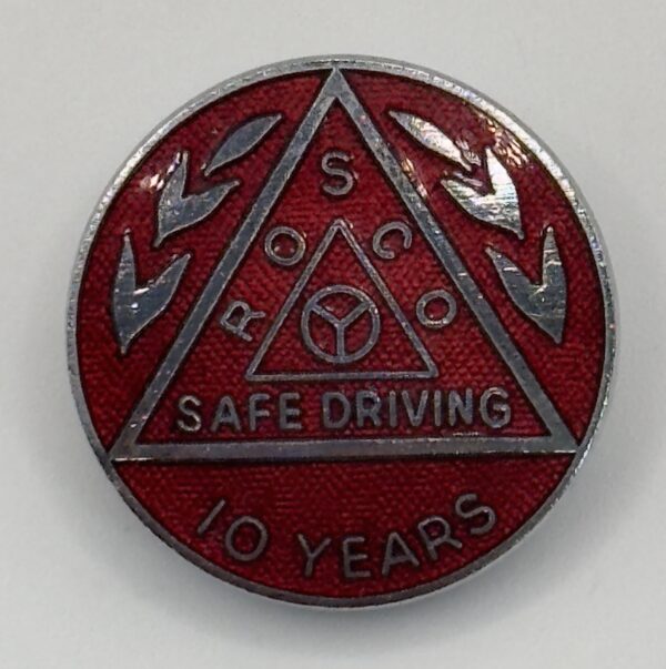 ROSCO 10 Year Safe Driving lapel Badge Copy