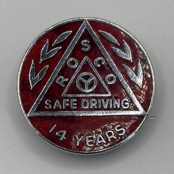 ROSCO 14 Year Safe Driving lapel Badge